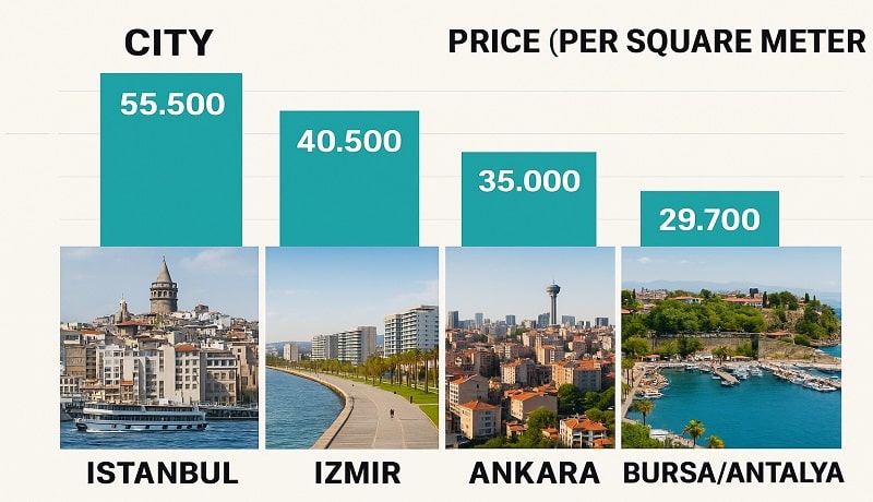 خرید خانه در استانبول ؛ اینفوگرافی قیمت مسکن در شهرهای ترکیه