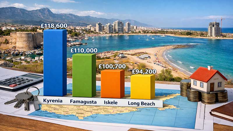 قیمت آپارتمان در قبرس شمالی ؛ قیمت آپارتمان در مناطق مختلف